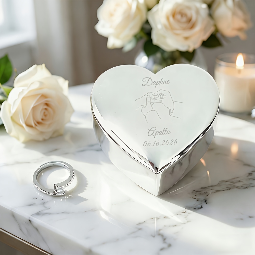 Heart-Shaped Zinc Alloy Jewelry Box, Customizable Storage